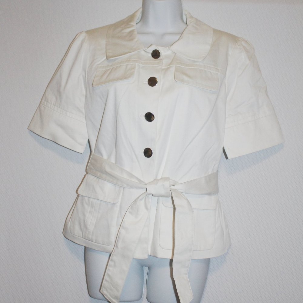 Worthington Short Sleeves Jacket Size L Off-White